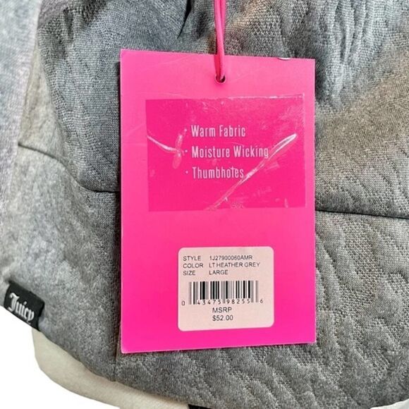 Juicy Couture Jacquard Quilted Crop Pullover Gray Long Sleeve Womens Athleisure - Picture 11 of 14